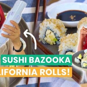 How to Make Vegan Sushi (California Rolls!) & Trying the Sushi BAZOOKA