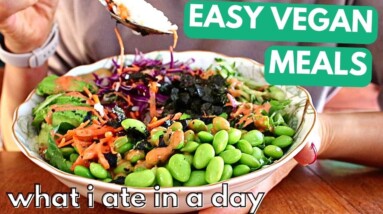 WHAT I ATE IN A DAY VEGAN (Day in My Life with My Dogs!) | EASY VEGAN MEALS