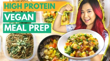 HIGH PROTEIN VEGAN MEAL PREP (weight loss friendly & low-waste!)