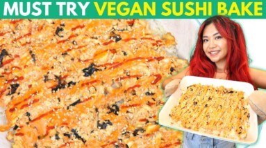 TikTok Viral SUSHI BAKE but VEGAN & Fish-Free ❤️ MUST TRY RECIPE!