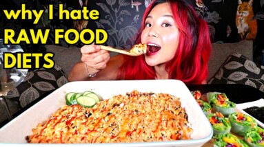 SUSHI BAKE MUKBANG (vegan) + RANT About RAW "VEGAN" DIETS
