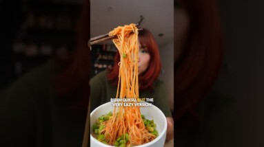 LAZY 5 MINUTE KOREAN COLD NOODLES! #vegan