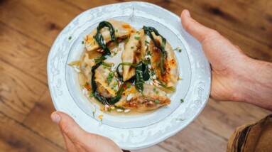 Dumplings Made With WILD WEEDS; I Was NOT Expecting This. ASMR Relaxing Cooking 🍃