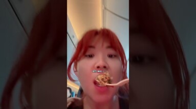 What I ate on a 10 hour flight to KOREA 🇰🇷 #shorts